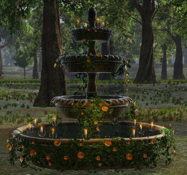 TT Shroud of the Avatar Spring Fountain with Floating Candles