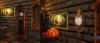 TT Shroud of the Avatar Bonnet Top Grandfather and Gilded Wall Clock