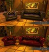 TT Shroud of the Avatar Black Leather and Bolton Maroon Sofa and Armchairs
