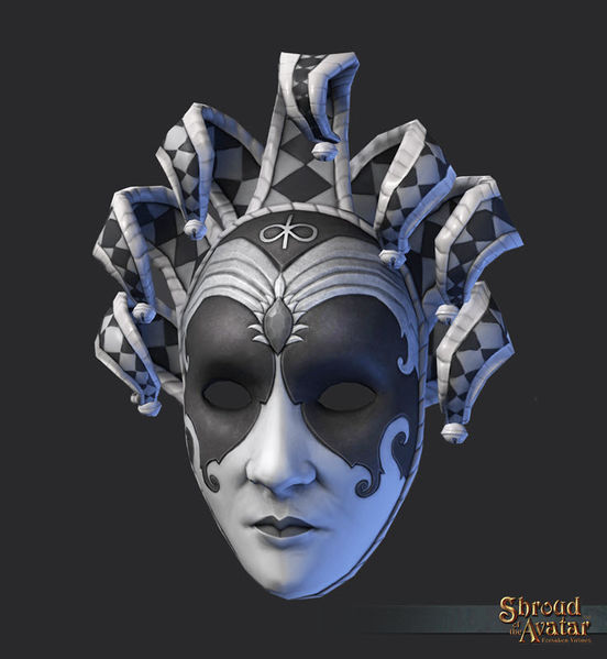 TT Shroud of the Avatar Virtue Silver Jester Carnival Mask