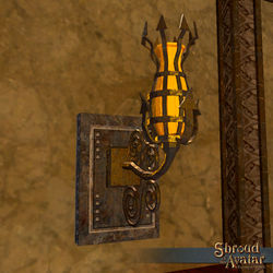 TT Shroud of the Avatar  Ornate Iron Wall Light 3-Pack
