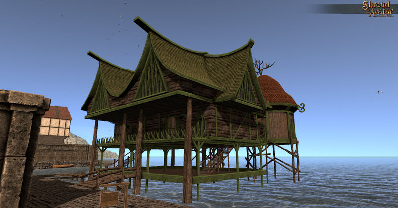 TT Shroud of the Avatar Elven Three-Story w/ Dual Cabanas (Town Water Home)