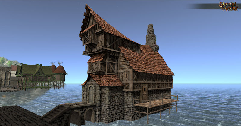 TT Shroud of the Avatar Rustic 3 Story Village Water Home