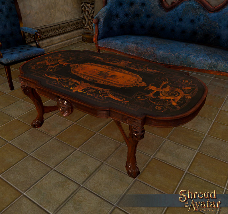 TT Shroud of the Avatar  Hand Painted Dark Maple Coffee Table